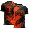 Custom Black Orange Line Sublimation Soccer Uniform Jersey