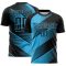Custom Black Sky Blue Line Sublimation Soccer Uniform Jersey