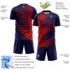 Custom Navy Red Line Sublimation Soccer Uniform Jersey