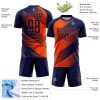 Custom Navy Orange Line Sublimation Soccer Uniform Jersey