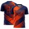 Custom Navy Orange Line Sublimation Soccer Uniform Jersey