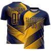 Custom Navy Gold Line Sublimation Soccer Uniform Jersey