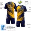 Custom Navy Gold Line Sublimation Soccer Uniform Jersey