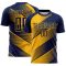 Custom Navy Gold Line Sublimation Soccer Uniform Jersey